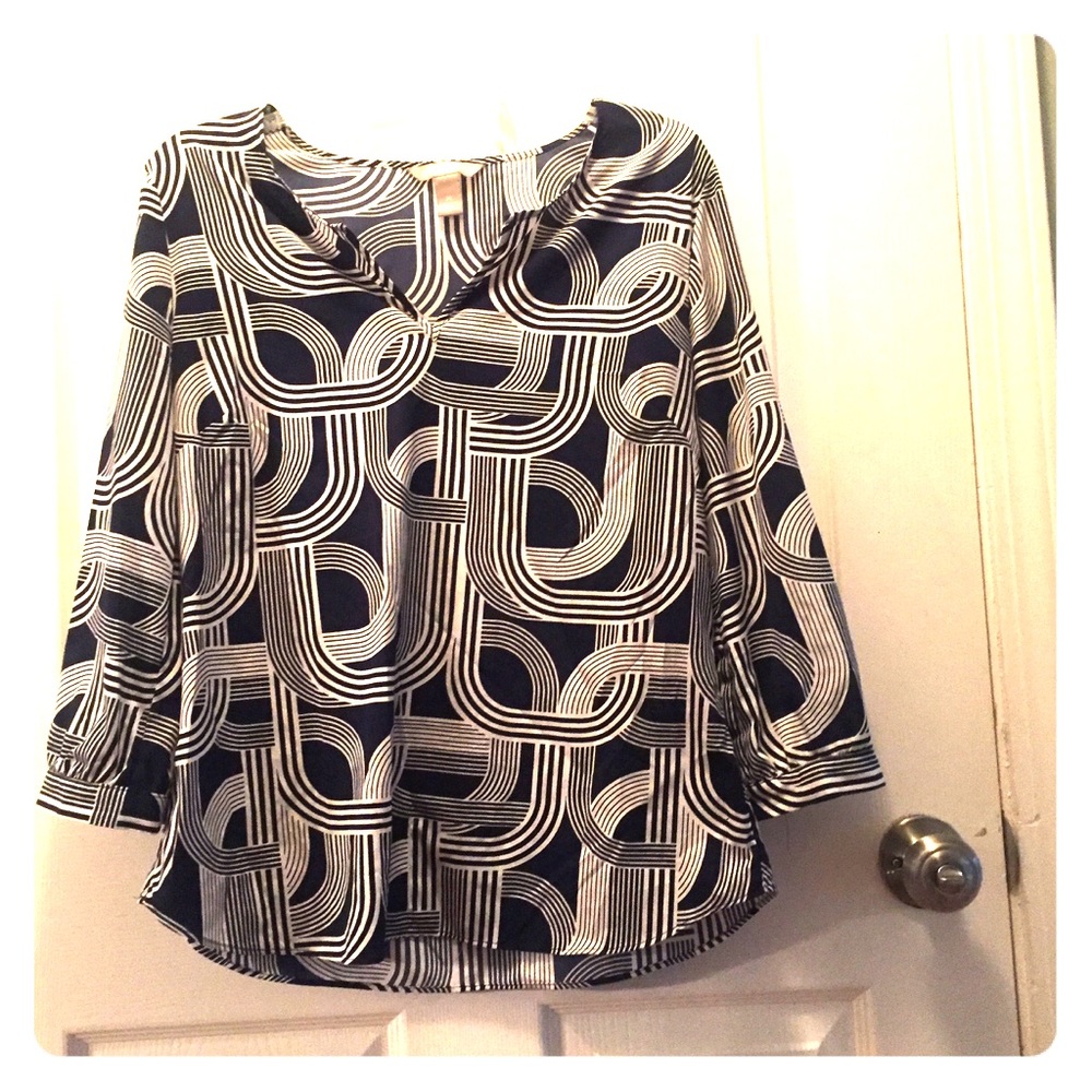 Banana Republic Navy and White Blouse